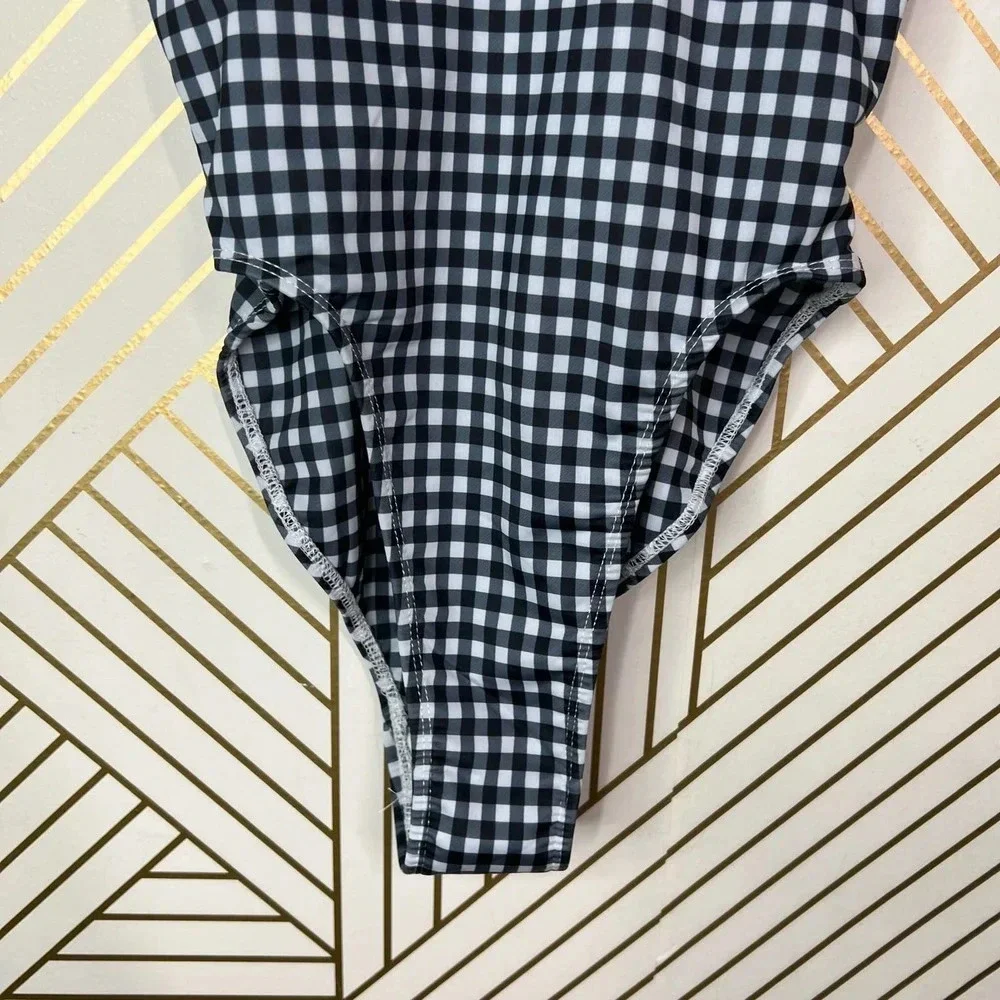 Lioness The Bo Derek Gingham One Piece Swimsuit‎ in Black Size XS